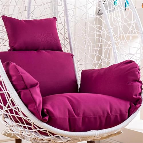 LBLFEBD Eiförmiges Hängendes Schaukelstuhlkissen, Hängesessel-kissenkorb, Wasserdichtes Garten-hängesesselkissen Mit Kopfstützen-armlehnen(Color:Lila)