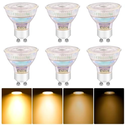 Eslas GU10 LED Warmweiss Dimmbar, 4W 440lm, 2700K Warmweiß, CRI>90, 36° Abstrahlwinkel Spot, Entspricht 50W Halogenlampen, AC 220V Strahler, 6 Stück