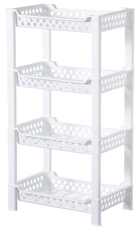 Qualiware 4 Tier Corner Shower Caddy Organiser Standing Shelf Rack Rustproof Corner Shelves for Bath Accessories, Shower Pan, Bathtub, Bathroom Storage Unit