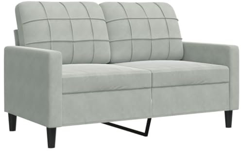 vidaXL Sofa 2-Sitzer, Polstersofa Doppelsofa für Wohnzimmer, Couch Loungesofa Metallgestell, Zweisitzer Samtsofa Sitzmöbel, Modern, Hellgrau 120cm Samt