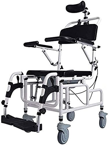 Sedia Mobile per Comoda da Doccia, Sedia Inclinabile nello Spazio, Sedia Multifunzione 4 in 1, Sedile WC Imbottito ad Altezza Regolabile, Pedale e Bracciolo Possono Essere Alzati, per Anziani con di
