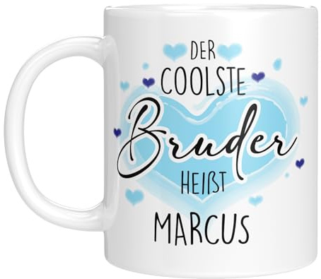 Tasse personalisiert mit Namen - Kaffeetasse mit Spruch - der coolste Bruder - Namenstasse - witzig - Geschenkidee - Familie - Geburtstagsgeschenk
