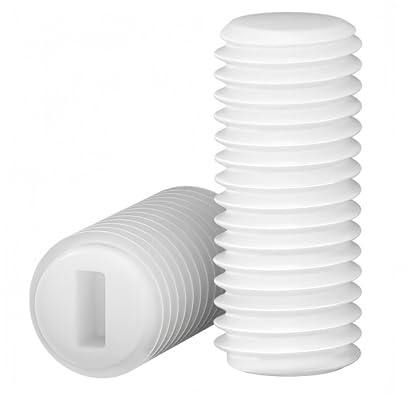 Lot de 200 vis sans tête fendue M4 x 15 mm, vis sans tête en plastique et nylon blanc