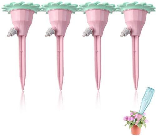 Dynaeuty 4 Stück Automatische Bewässerung von Pflanzen - Blumen - Garten,TopfpflanzenGarten Pflanzen Blumen Bewässerungssystem,Wasserspender für Pflanzen,Einstellbar Bewässerungssystem