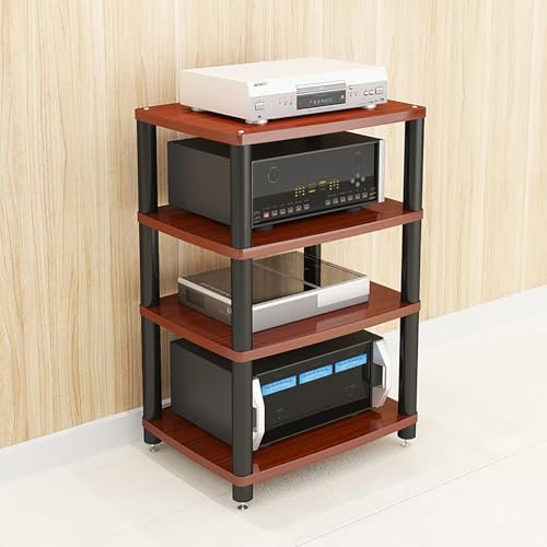 Audio-Rack Gaming-Regal Medienständer Vintage Plattenspieler-Ständer Multifunktionales Ablageregal Beistelltisch Plattenspieler Schallplattenständer für Wohnzimmer Schlafzimmer Büro.(Walnut,60x40x86cm