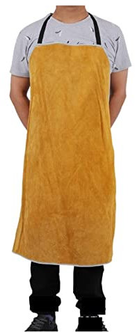 Schweißjacke Lederschürze, Lederschweißschürze, professionelles Schweißschürze Lederschweißtücher Tücher(Yellow)