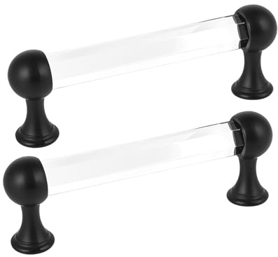 TopHomer 2 Stück Kristall Schubladengriffe, 96mm Kristall Türgriff mit Schrauben, Metall Kunstkristall Schrankaußengriff, Schubladenschrank Küchentür Schrankgriff (Schwarz)