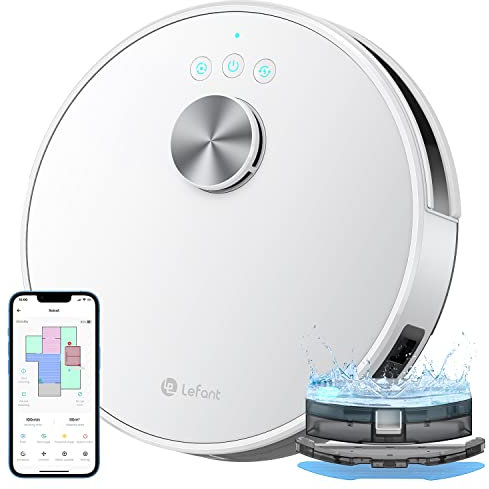 Lefant M1 Robot Vacuum Cleaner with Mop, dToF Laser Navigation and SLAM Mapping, 5500Pa Strong Suction, 150 Minutes, No-Go Zones, 2.4G Wi-Fi/App/Alexa Control, Ideal for Pet Hair and Hard Floors