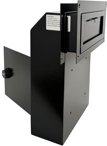 Locking Door Drop Box with Combination Lock – Steel Mailbox with Rear Access, Mail Slot for Rent, Deposit, Night Key, and Mail – Through-Door Design Prevents Money Fishing, Durable Black