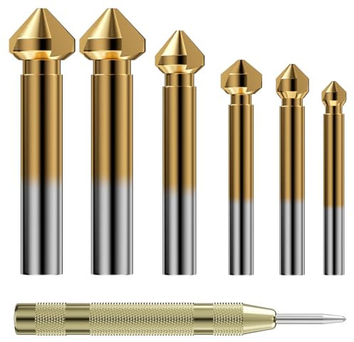 Riloventa 7 Stück Senkbohrer, Kegelsenker Satz HSS Senker Set für Metall, Edelstahl, Kunststoff, Holz, Aluminium(6.3mm-20.5mm)