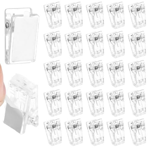 HJZHII 30 Stück Selbstklebende Clips, Wandbehang-Clips Klebrige Clips Rechteckige Federclips Duschvorhang-Clips Poster Befestigung Für Kleiderbügel Poster Fotos Bilder Papier(Transparent)