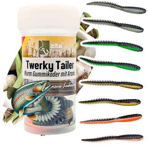 Zite Fishing Twerky Tailer Forellenköder Gummi | 3in1 Gummiköder / | Angelköder Forelle | Made in Germany | Phthalatfrei | Forellenangeln Köder&Spoons Alternative, Forelle