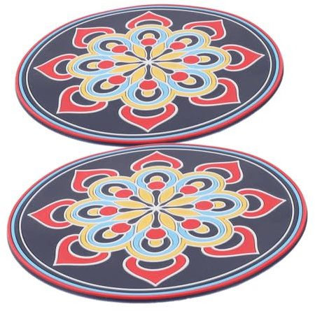 BESTonZON 2stücke Klangschalenkissen Rutschfeste Klangschalenmatte Handgemachte Stickereischalenpolster Meditationssitzungen Yoga-accessoires