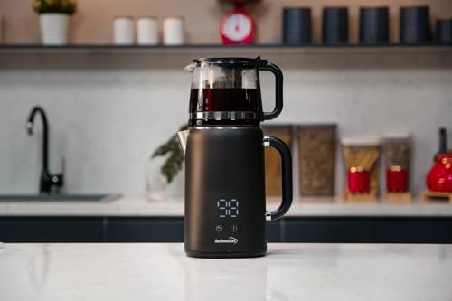 Kochmaster Dem Keyfi Digitaler Teekocher – 1,5L + 1,1L, 1800W, Temperaturregelung, Glas-Teekanne, Touch-Display, Edelstahlfilter