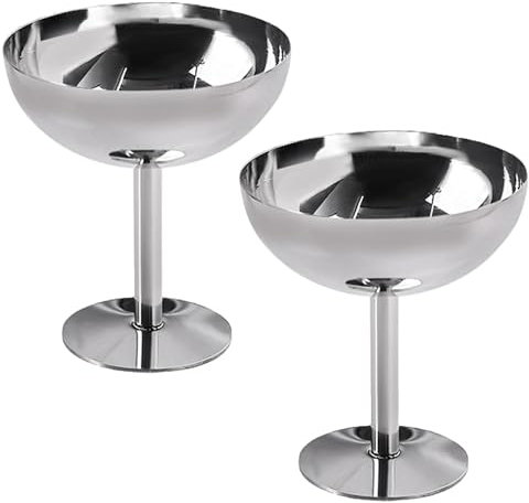 Ice Cream Bowls 2Pcs Stainless Steel Resuable Luxury Creative High Ice Cream Cup Dessert Bowls for Serving, Cups, Bowl, Stainless Steel