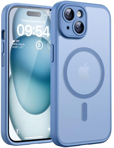 TOCOL Custodia per iPhone 15, protezione completa della fotocamera, antiurto, antigraffio, per iPhone 15, azzurro