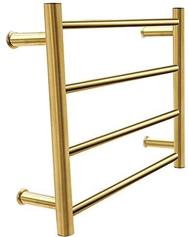 RCSTYNUK Scaldasalviette Elettrico Color Oro, scaldasalviette a Torre in Acciaio Inox 304 con 4 Barre riscaldate, scaldasalviette Elettrico, scaldasalviette a Parete