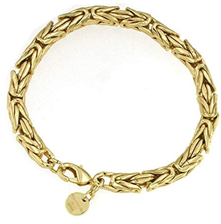 Tendenzalia Byzantiner Königsarmband rund geschliffen original italienische Kette 18kt Gold doublé 6mm breit Länge 17cm Armband für Damen und Herren