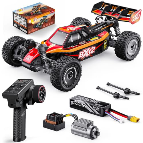 Voitures Rc 1/12 Sans Balais Pour Adultes, Voiture TéLéCommandéE Pour Buggy Rc De Course Grande Vitesse Rapide Maximum 70 km/h 4x4 Avec Batterie 3s 2200 Mah,Convient Comme Cadeau Pour DéButant-Rouge