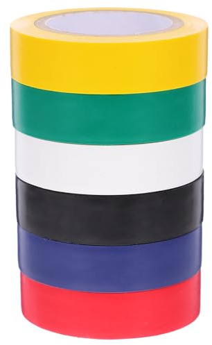 SHINEOFI 6 rollos Cinta Aislante Eléctrica de Colores de Cinta Adhesiva para Cableado Industrial Interior Alta Resistencia y Aislamiento para Protección y Organización de Cables