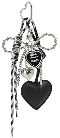 Elnwnnkc Sac à main à thème sombre avec bijoux, décors de rubans complexes et pendentif en forme de cœur - Accessoire de sac à la mode avec clé en strass pour femmes, rubans pointus et décors de clé
