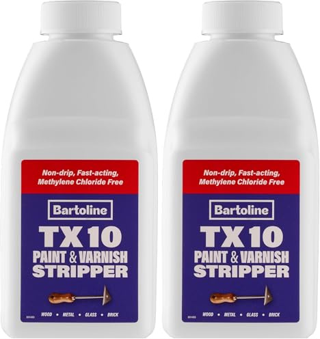Bartoline TX10 Paint and Varnish Stripper 500ml – Extra Strong, Non-Caustic Paint Remover for Wood, Metal & More (Pack of 2)