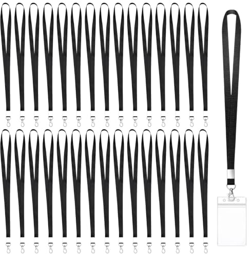 LEIMEND 30 Stück Schlüsselband zum Umhängen Lanyard Schlüsselband Schwarz | Schlüsselbänder mit Drehbarem Metallclip Lanyards Umhängeband für Schlüssel Handy Brieftaschen Trillerpfeifen Ausweishalter