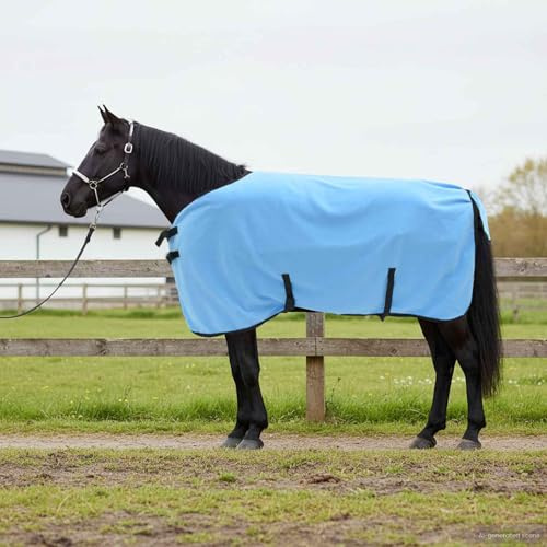Nqyjm Hästfilt full aqua 115 cm polyester maskintvättbar varm filt häst bekväm andas och lätt, hästfilt för träning, stallet och transport
