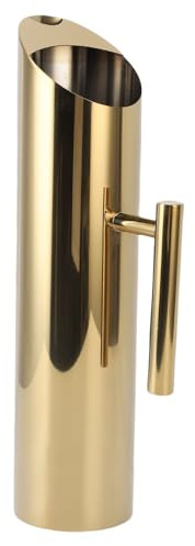 Jiawu Vattenkanna i Rostfritt Stål, 2L 304 Metallkannakaraff i Rostfritt Stål med Isskydd och Spillsäker Design, Lemonadkanna för Iste Varmt Te Dryck Juice Kaffemjölk (Guld)