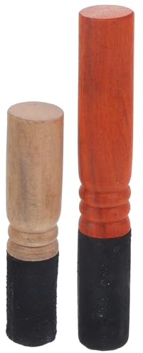 HOMSFOU 2 Piezas Mazo de Cuenco Sonoro de Madera Artesanal Fácil de Sujetar y Limpiar para Meditación y Yoga Palo de Cuenco Tibetano Profesional