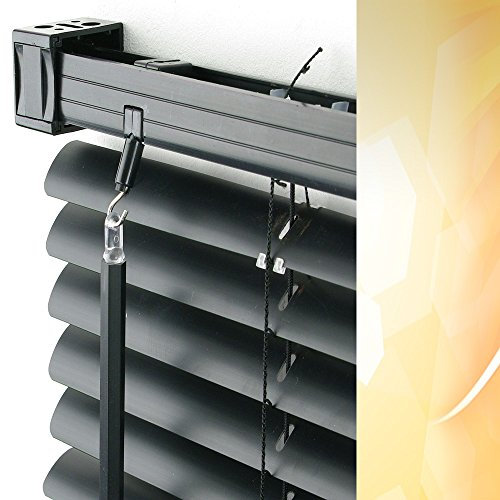 Kunststoff-Jalousie Breite 100 cm x 220 cm Höhe in Lamellenfarbe 04 / schwarz / PVC-Jalousien PVC-Jalousette Jalousetten aus Plastik 100x220 black