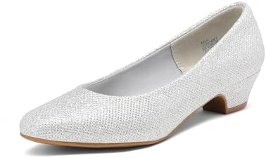 Zapatos de Tacón Vestir para Mujer Punta Cerrada Mujer,Size 39,Plata/Brillo,Mila