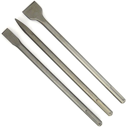 3 Stück SDS Max Meissel Set Meißel Spitz Flach Breit Fliesenmeißel 400 mm