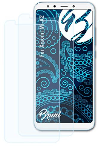 Bruni Película Protectora compatible con Xiaomi Mi A2 Protector Película, claro Lámina Protectora (2X)