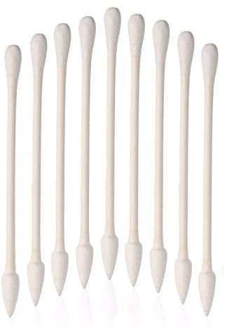 Cotton Swabs 800 Pieces, Double Precision Tips with Paper Stick, 4 Packs of 200 Pieces (Round+Pointed Shape)