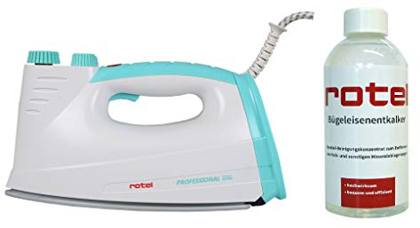 Rotel Professional Extra Original Dampfbügeleisen Grün Ed. Dampfbügelautomat Bügelstation mit Keramiksohle / 800W / isolierter Tank 300ml mit Rotel Bügeleisenentkalker 500 ml