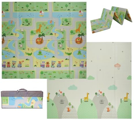 VeloVendo® - Tappeto Gioco Bambini pieghevole e reversibile 180x200x1cm - tappeto gioco neonato - Non tossico e impermeabile (XPE Animali)
