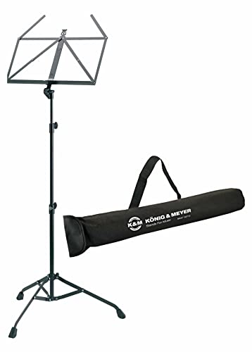 K&M 107 Notenständer Starline Set (ausziehbarer Notenständer mit Tragetasche) Schwarz