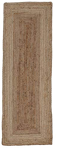 CarpetFine Alfombra de Yute Nele Corredor Color Natural Beige 80x400 cm Tejido a Mano con Yute | Alfombra Natural Moderna Uni Boho Tejido Plano para salón, Dormitorio, Pasillo y Cocina