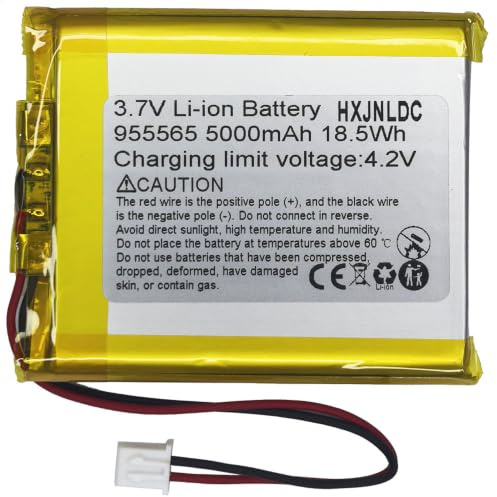 DC 3,7V 5000mAh 955565 wiederaufladbare Lithium-Polymer-Batterie passend für DIY 3.7-5V elektronische Produkte mit eingebautem 2-Draht-Batterieaustausch und LED-Leuchten