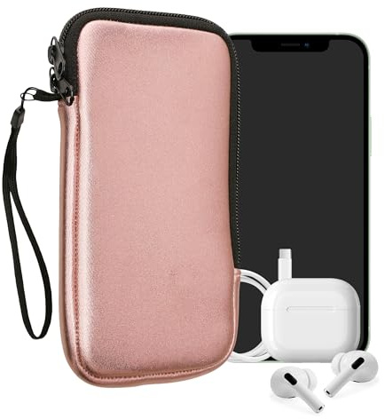kwmobile mobilväska för smartphones XL – 6,7/6,8 tum – neopren mobiltelefonfodral metallic roséguld – mobiltelefonväska 17,2 x 8,4 cm innermått