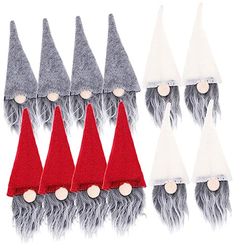 BESTonZON 12-teiliges Weihnachtsmütze-Weinflaschen-Set, Mini Weihnachtsmützen für Weinflaschen, Filz Weihnachtsmann Hüte, perfekte Tischdeko und Geschenkverpackung für die Weihnachtszeit