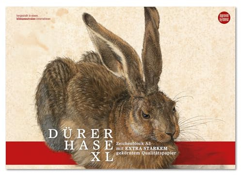 Lumart Dürer Zeichenblock - 12 Blatt, DIN A3, 130 g/m² Papier | Malblock Dürer Hase XL mit extra starkem gekörntem Papier zum Zeichnen, Skizzieren und Basteln