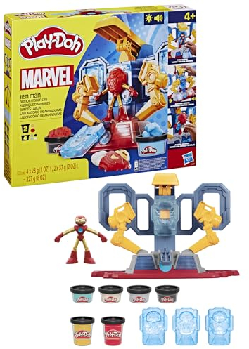 Play-Doh Marvel Iron Man, Coffret Fabrique d'Armures avec Lumières et Sons, Loisir Créatif, Jouet pour Enfants Dès 4 Ans, Jeux de Rôle Super-Héros