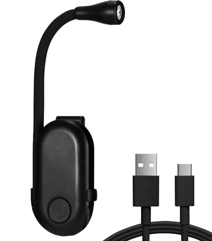 Kinberry Clip on Book Light - 3 Colour Modes Book Light Clip On Book Reading Light with Eye-Protecting Modes Book Lamp Stepless Dimming Rechargeable Long Battery LifeBook Light
