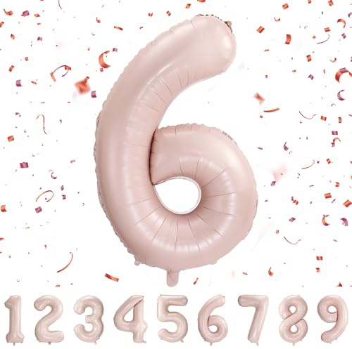 Palloncini compleanno 6 anni-40 pollici-Decorazioni Rosa compleanno di un ragazzo e una ragazza di 6 anni-Pallone gonfiabile in foil Rosa 6 anni Rosa6