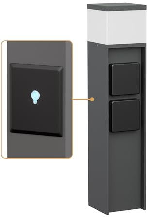 ledscom.de Wegelicht/Pollerleuchte PODEL für außen, IP44, Smart Home, WLAN, Alexa, 39 cm, anthrazit, 1x G9 max. 10W, 2 Steckdosen