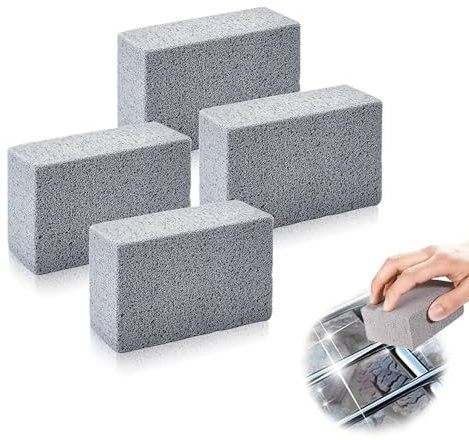 RHQFDM 4 Pieces Magic Grill Cleaning Brick,BBQ Cleaning Block,Reusable Premium Natural Pumice Stone,for Grill&Pan Cleaner–Effortlessly Scrapes off Burnt Residues