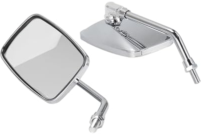 Motorrad Spiegel Chrom-Universal-Rechteck-Motorrad-Rückspiegel, 10-mm-Bolzengewinde-Motorradspiegel Motorrad Lenkerspiegel