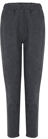 Dinglong Jegging - Pantaloni da donna a vita alta, elasticizzati, in velluto a coste, per donna, casual, a vita alta, gamba dritta, larga, comode, con tasche Jegging da donna a vita alta, grigio, L